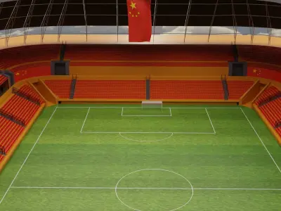 China Football Stadium and Interiors Low-poly 3D model