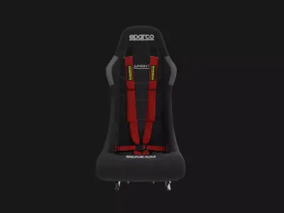Sparco Sprint Racing Seat with 6 Point Harnes Low-poly 3D model