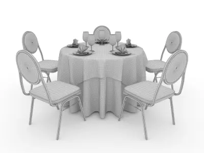 Banquet Table and Chair 13 3D model