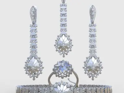 Ring Bracelet Earring and Pendant Set 3D printable model 0045 3D Model Pack