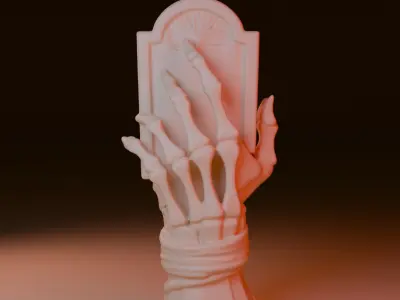 Skeleton Hand with Decorative Plaque 3D model