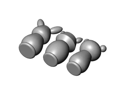 Animal bunny cat bear peg doll decor shapes 3D print model