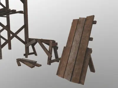 Wooden Build Tools Low-poly 3D model