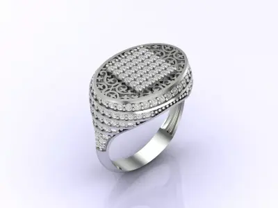 Print Ready STL 3DM  Gents Rings Diamond Men Ring  3D print model 50