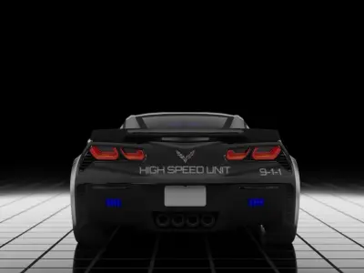 Police Corvette C7 3d Model Low-poly 3D model