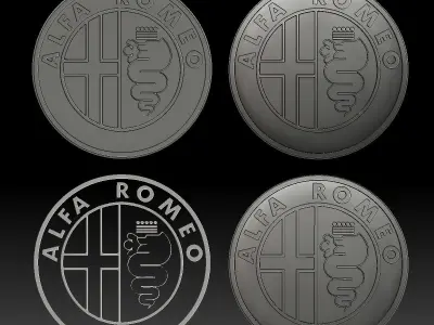 Alfa Romeo logo car logotype 3D print model