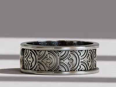  Japanese minimalist waves wedding Ring for engagement 3D print model