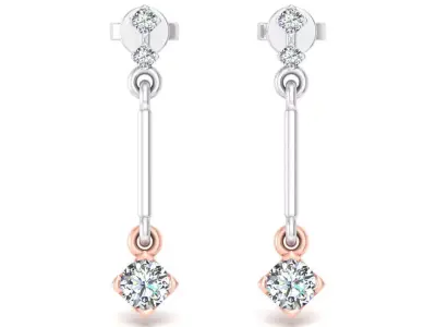 Solitaire Women Drop Earring 3dm STL OBJ FBX Renders Details 3D print model