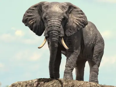 African Elephant Rigged model Low-poly 3D model