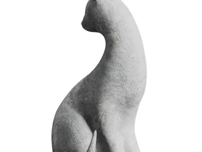 Cat Sculpture Low-poly 3D model