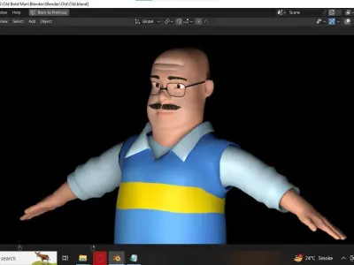Old Bald Man Low-poly 3D model