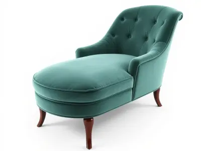 Velvet Chaise Lounge Model Pack with Mahogany Legs Low-poly 3D model