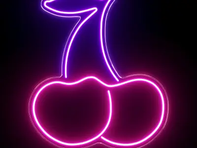 Cherries Neon Sign 3D model