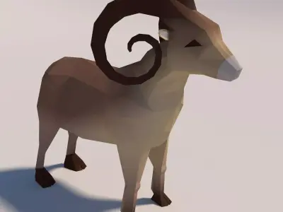Game Ready Low-Poly Goat polygonal sheep Low-poly 3D model