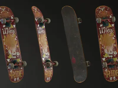 Skateboard Low-poly 3D model get