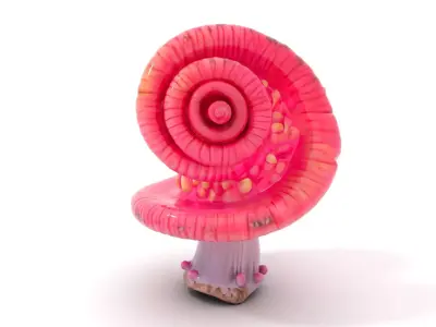 Vibrant Pink Mushroom model pack Low-poly 3D model