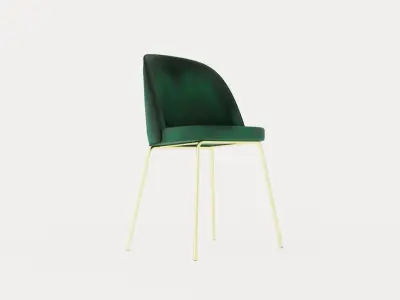 Felipe Dining Chair Velvet Green Brass Low-poly 3D model