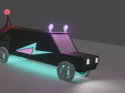 FUTURE NEON CAR with neon lights No copyright  Low-poly 3D model