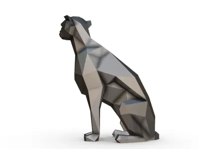 Cheetah low poly dog statue 3D print model