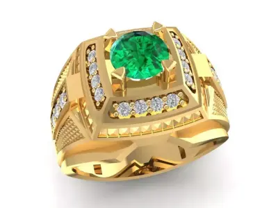 Luxury Pyramid Diamond Men Ring 3D Model 1084 3D print model