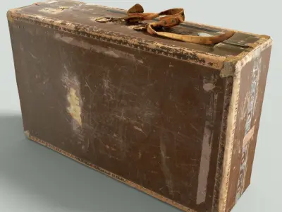 12 Vintage Suitcases Retro Valise Collection Low-poly 3D model