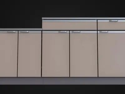 Moderately dirty Japanese Kitchen Counter 01 Low-poly 3D model