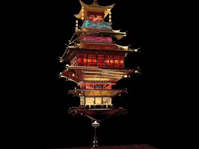 Chinese palace house lantern  3D model purchase
