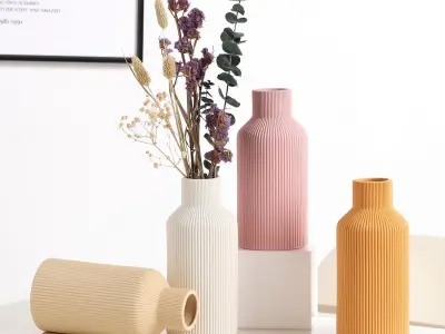 long striped vase 3D print model