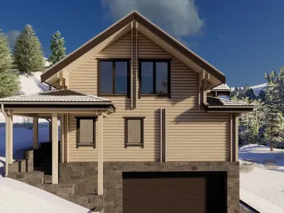 3D model of a wooden house 3D model 7
