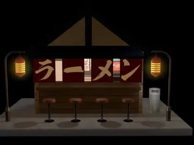 Simple Ramen Stand Free 3D model