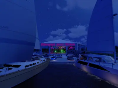 LUXUARY VILLA FOR MUSIC PARTY WITH SPORTS CARS  Low-poly 3D model