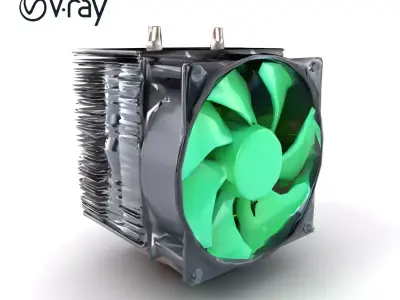Adaptive CPU Cooler Model Pack with Minimalistic Fan Design Low-poly 3D model