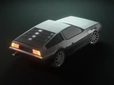 DeLorean DMC-12 Low-poly 3D model