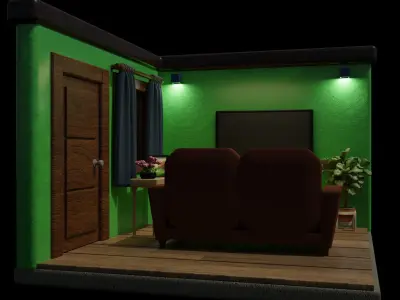 Isometric Room Low poly Low-poly 3D model
