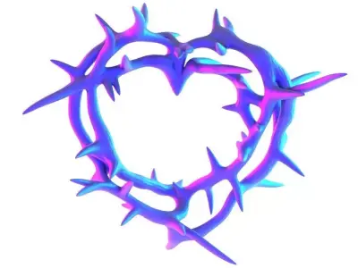 Pink Sacred Heart with Crown of Thorns toy 3D print model