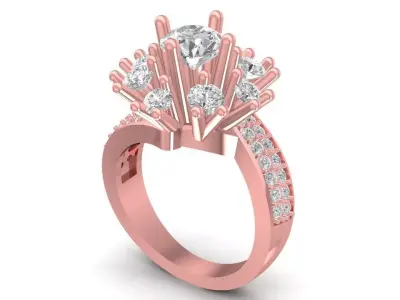 Luxury Burst Cluster Diamond Engagement Ring 3D Model for  2648 3D print model