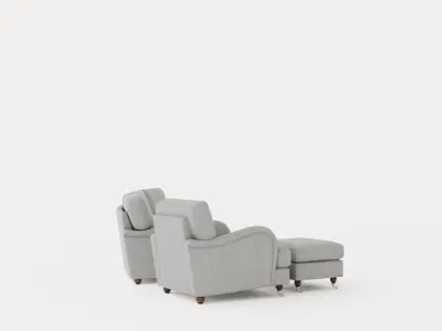 Howard Luxury Sofa Group Slung 4 Sits Armchair Footstool Lightgr Low-poly 3D model