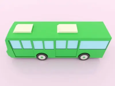 Cartoon Bus Low-poly 3D model