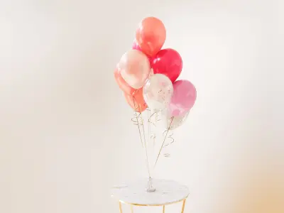 Pink party balloons 3D model