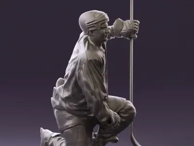 Hockey player in blu jersey 0894 3D Print Ready 3D print model