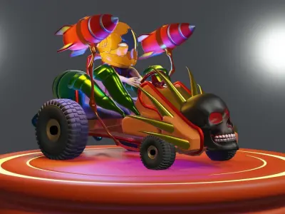 Go-Kart Game Ready 3D Model robot car Low-poly 3D model