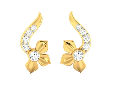 Solitaire Women Earring 3D print model 6