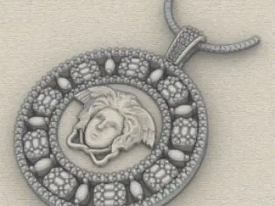 Diamond Face Pendant 3D model Texture 3D print model