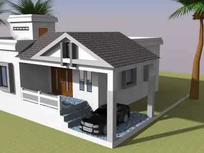latest house design 2 bhk 3D model