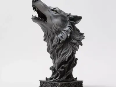 Wolf head sculpture 3D print model get