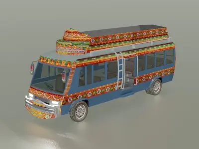 Pakistani Old Bus  Low-poly 3D model