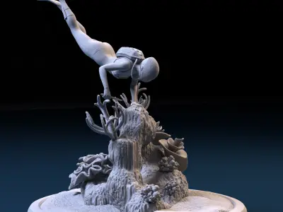 SCI-FI SCUBA DIVER DIORAMA 3D print model