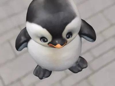 Cute Baby Penguin Low-poly 3D model