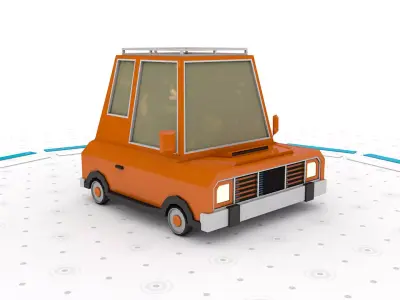 Orange J - Low poly cartoon car 3D model