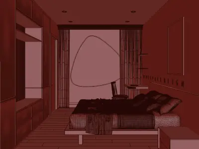 Bedroom scene 01 Low-poly 3D model